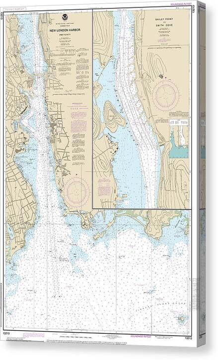 Nautical Chart-13213 New London Harbor-vicinity, Bailey Point-smith Cove - Canvas Print