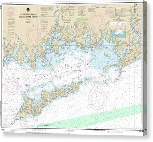 Nautical Chart-13214 Fishers Island Sound - Canvas Print