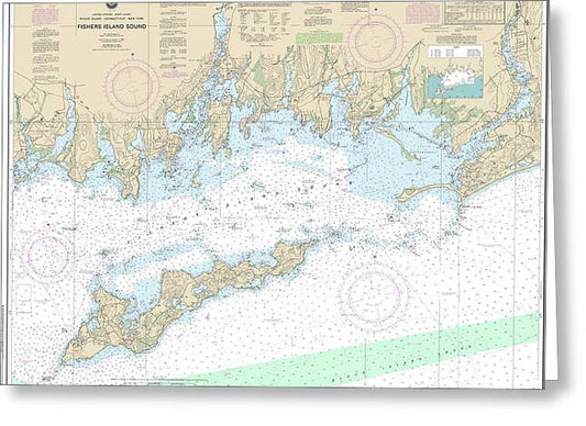 Nautical Chart-13214 Fishers Island Sound - Greeting Card