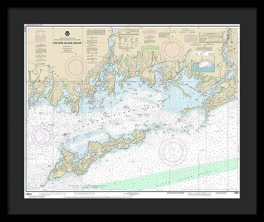 Nautical Chart-13214 Fishers Island Sound - Framed Print