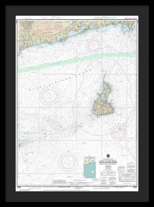 Nautical Chart-13215 Block Island Sound Point Judith-montauk Point - Framed Print