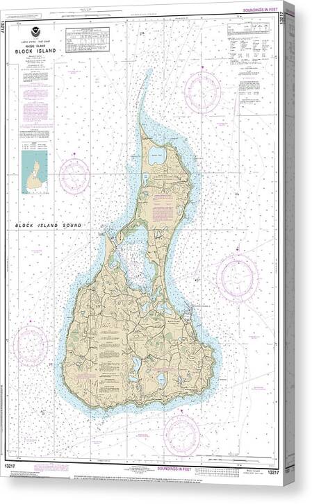 Nautical Chart-13217 Block Island - Canvas Print