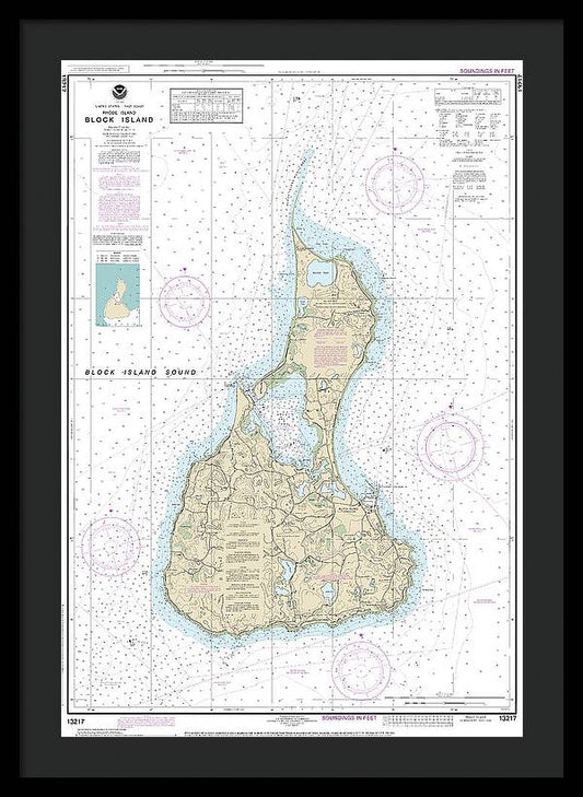 Nautical Chart-13217 Block Island - Framed Print