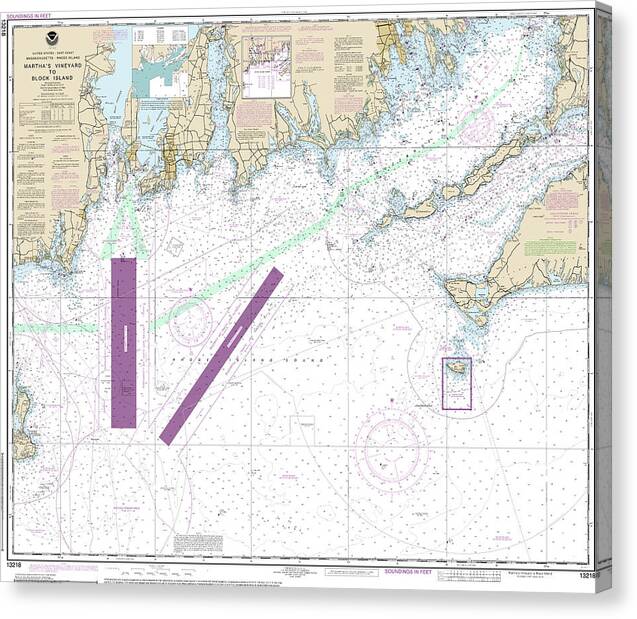 Nautical Chart-13218 Marthas Vineyard-block Island - Canvas Print