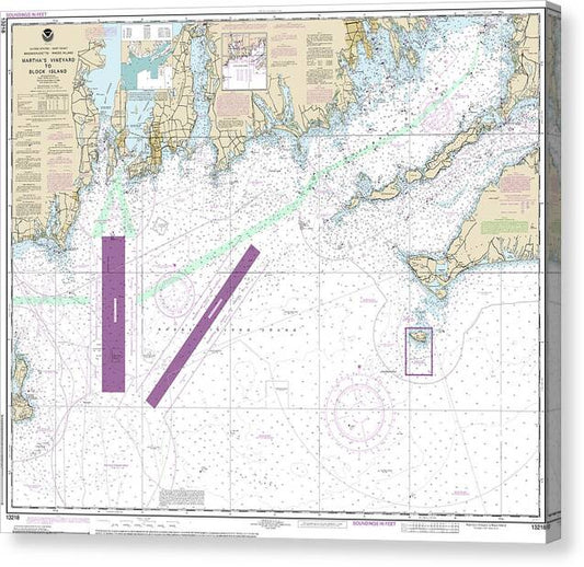 Nautical Chart-13218 Marthas Vineyard-block Island - Canvas Print