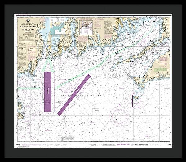 Nautical Chart-13218 Marthas Vineyard-block Island - Framed Print