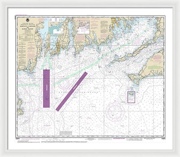 Nautical Chart-13218 Marthas Vineyard-block Island - Framed Print