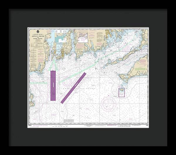 Nautical Chart-13218 Marthas Vineyard-block Island - Framed Print