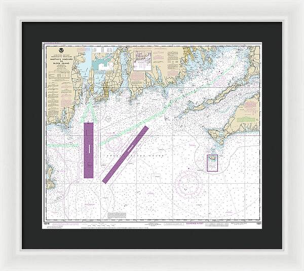 Nautical Chart-13218 Marthas Vineyard-block Island - Framed Print