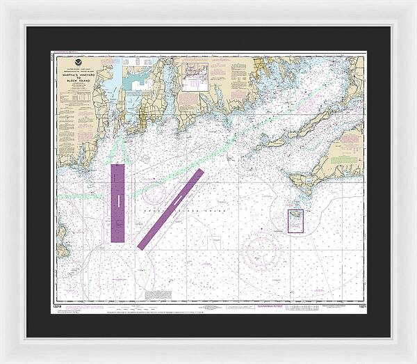 Nautical Chart-13218 Marthas Vineyard-block Island - Framed Print
