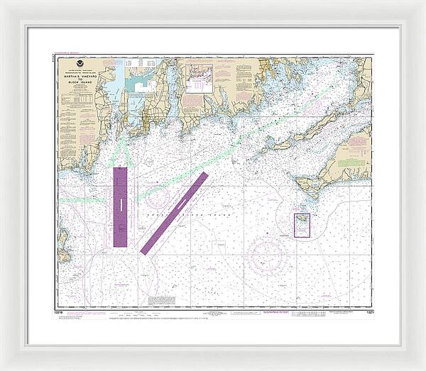 Nautical Chart-13218 Marthas Vineyard-block Island - Framed Print