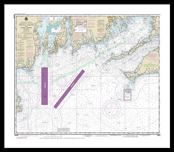 Nautical Chart-13218 Marthas Vineyard-block Island - Framed Print