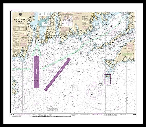 Nautical Chart-13218 Marthas Vineyard-block Island - Framed Print