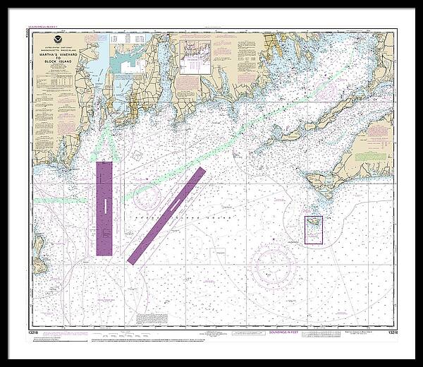 Nautical Chart-13218 Marthas Vineyard-block Island - Framed Print