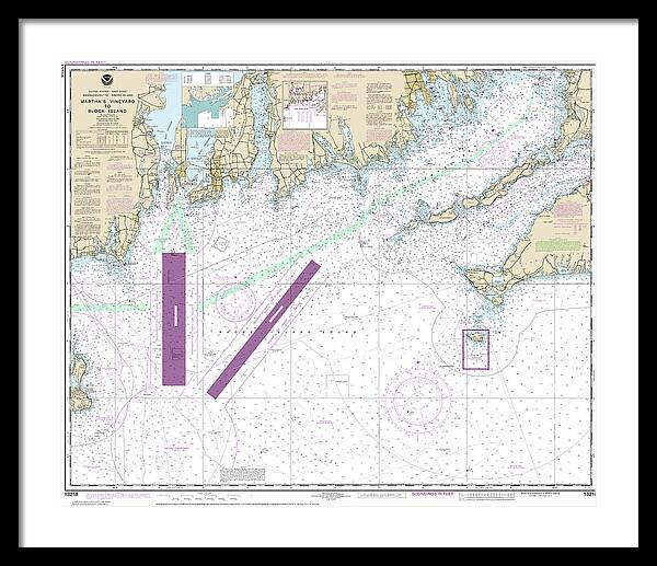 Nautical Chart-13218 Marthas Vineyard-block Island - Framed Print