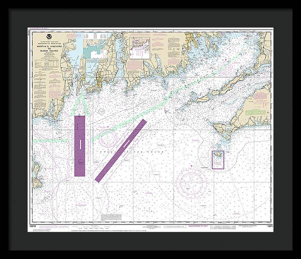 Nautical Chart-13218 Marthas Vineyard-block Island - Framed Print