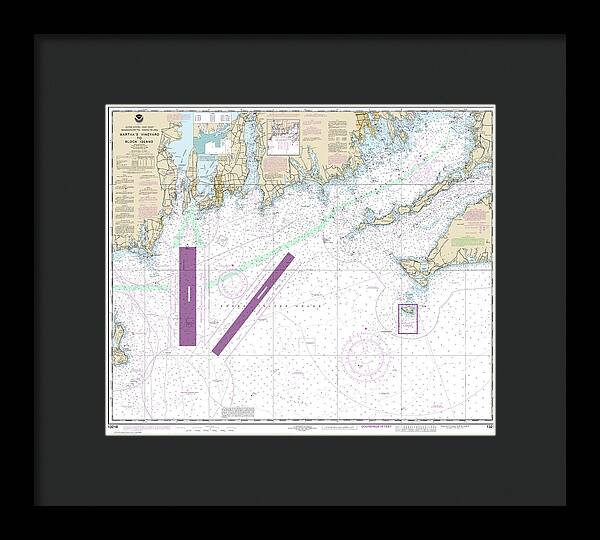 Nautical Chart-13218 Marthas Vineyard-block Island - Framed Print