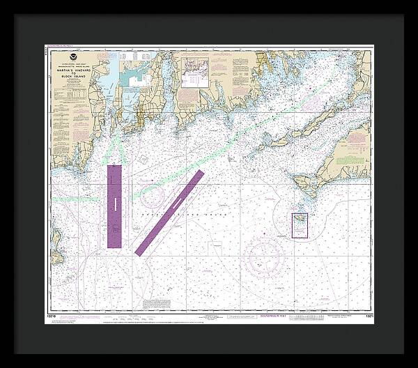 Nautical Chart-13218 Marthas Vineyard-block Island - Framed Print