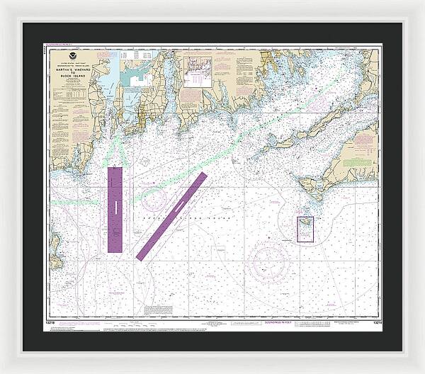 Nautical Chart-13218 Marthas Vineyard-block Island - Framed Print