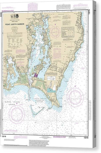 Nautical Chart-13219 Point Judith Harbor - Canvas Print