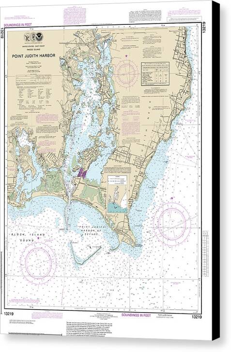 Nautical Chart-13219 Point Judith Harbor - Canvas Print