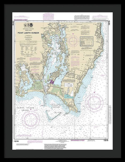 Nautical Chart-13219 Point Judith Harbor - Framed Print