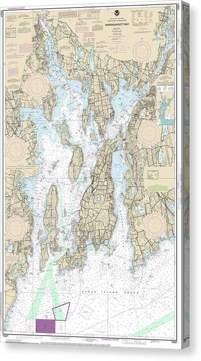 Nautical Chart-13221 Narragansett Bay - Canvas Print
