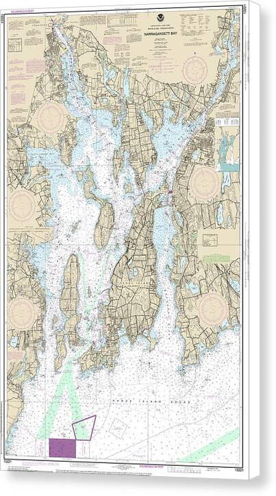 Nautical Chart-13221 Narragansett Bay - Canvas Print