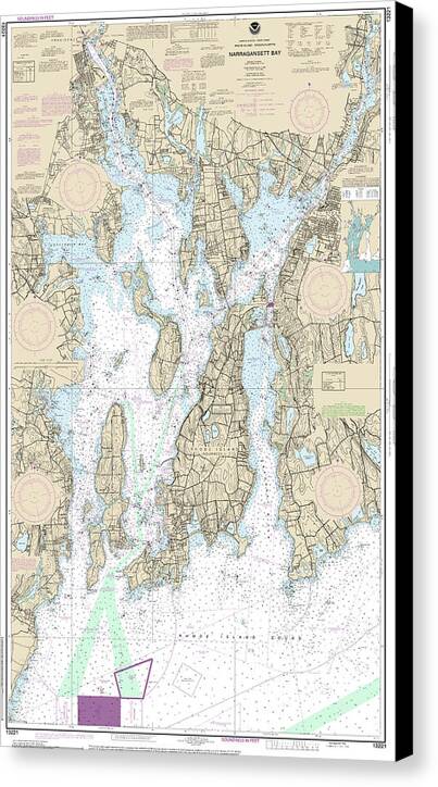 Nautical Chart-13221 Narragansett Bay - Canvas Print