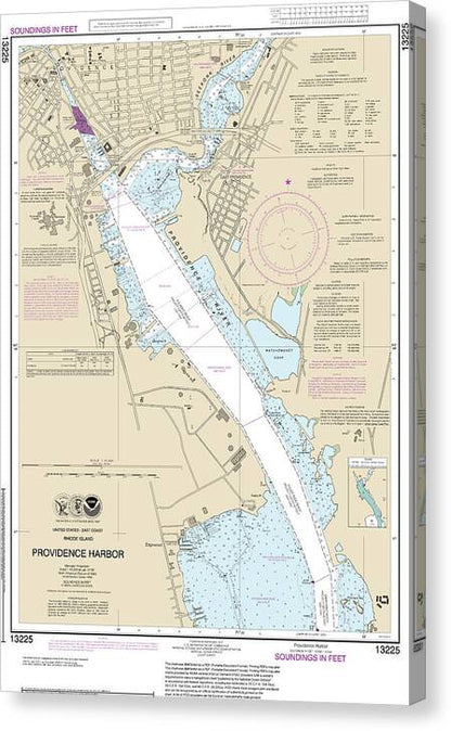 Nautical Chart-13225 Providence Harbor - Canvas Print