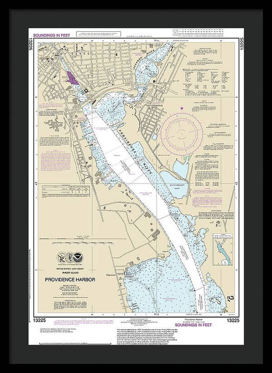 Nautical Chart-13225 Providence Harbor - Framed Print