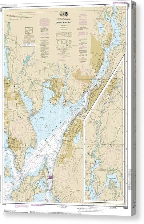 Nautical Chart-13226 Mount Hope Bay - Canvas Print