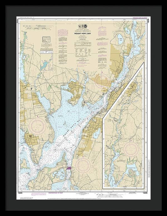 Nautical Chart-13226 Mount Hope Bay - Framed Print