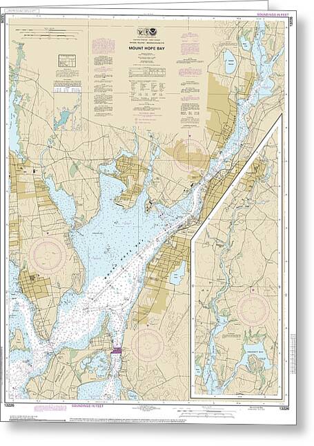 Nautical Chart-13226 Mount Hope Bay - Greeting Card