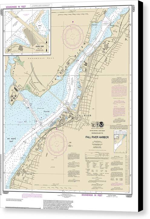 Nautical Chart-13227 Fall River Harbor, State Pier - Canvas Print