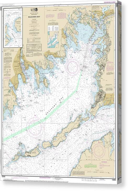Nautical Chart-13230 Buzzards Bay, Quicks Hole - Canvas Print