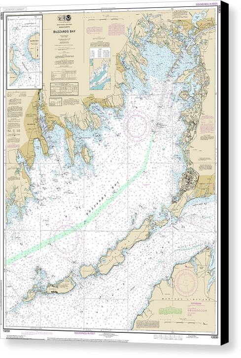 Nautical Chart-13230 Buzzards Bay, Quicks Hole - Canvas Print