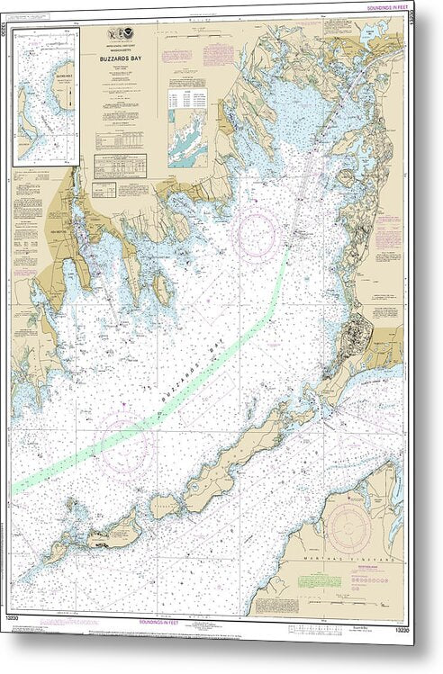 Nautical Chart-13230 Buzzards Bay, Quicks Hole - Metal Print
