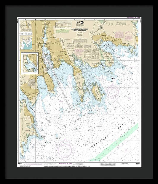 Nautical Chart-13232 New Bedford Harbor-approaches - Framed Print