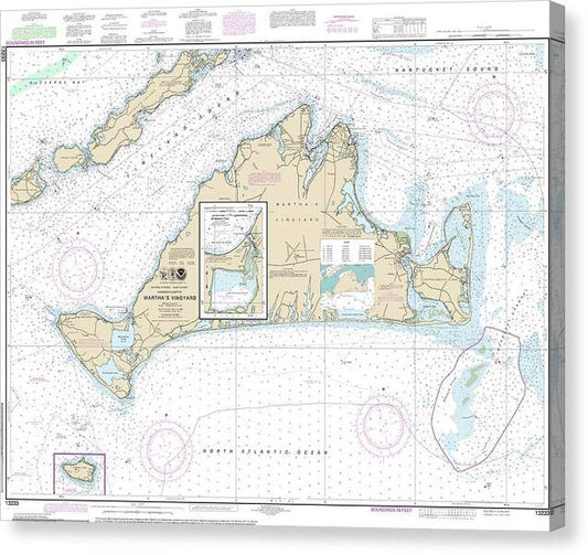 Nautical Chart-13233 Marthas Vineyard, Menemsha Pond - Canvas Print