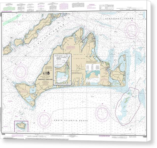 Nautical Chart-13233 Marthas Vineyard, Menemsha Pond - Canvas Print