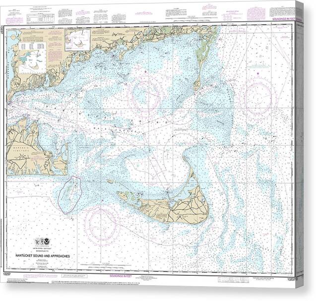 Nautical Chart-13237 Nantucket Sound-approaches - Canvas Print