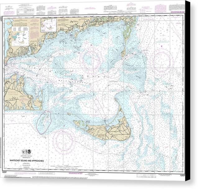 Nautical Chart-13237 Nantucket Sound-approaches - Canvas Print