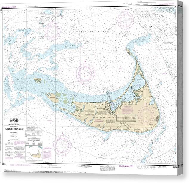 Nautical Chart-13241 Nantucket Island - Canvas Print