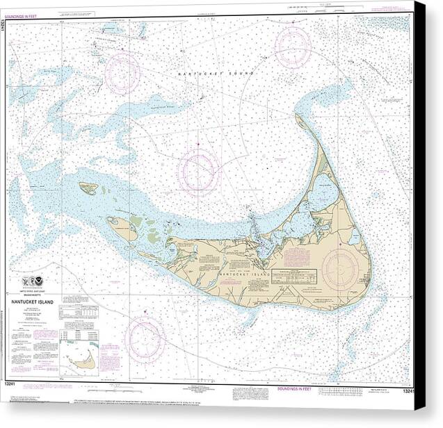 Nautical Chart-13241 Nantucket Island - Canvas Print