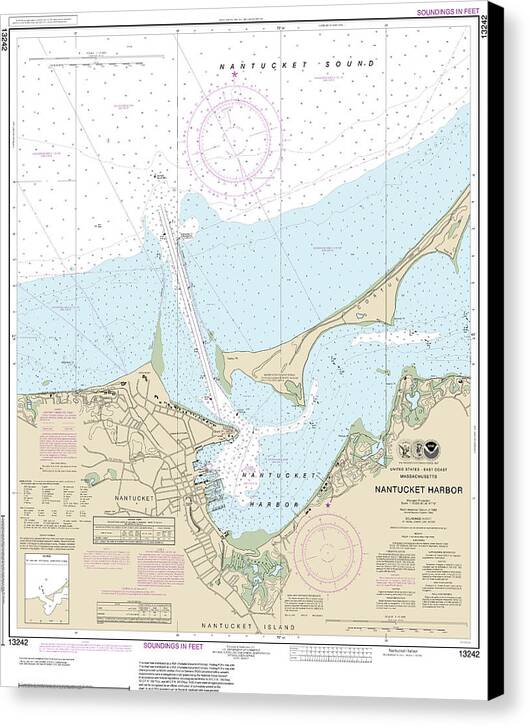 Nautical Chart-13242 Nantucket Harbor - Canvas Print