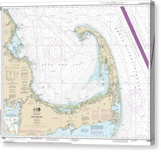 Nautical Chart-13246 Cape Cod Bay - Canvas Print