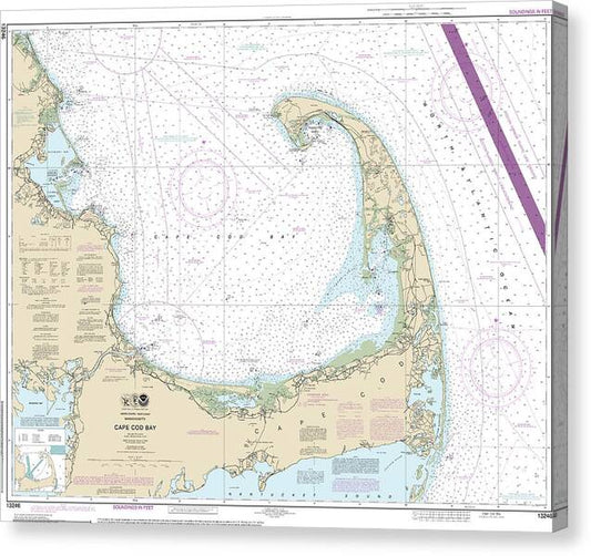 Nautical Chart-13246 Cape Cod Bay - Canvas Print