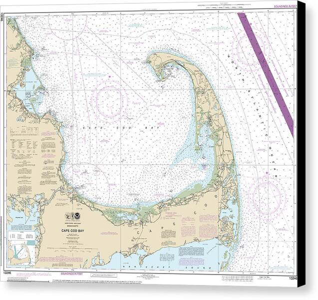 Nautical Chart-13246 Cape Cod Bay - Canvas Print