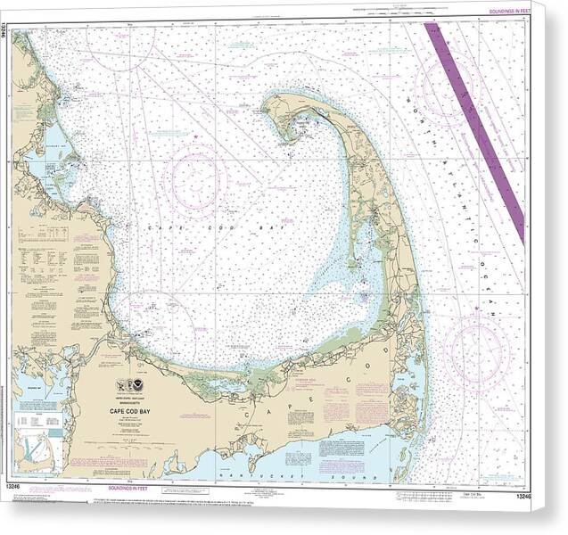 Nautical Chart-13246 Cape Cod Bay - Canvas Print